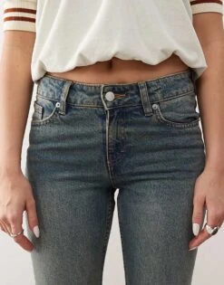 Monki Kiki Low Rise Waist Loose Flare Jeans In Canyon Darkwash Blue For Women -Monki Shop 207332908 5