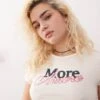 Monki Shrunken Baby Tee In Off White With 'More Amore' Graphic For Women