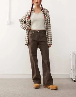 Monki Naoki Low Rise Loose Fit Baggy Jeans In Faded Brown For Women -Monki Shop 207422049 1 fadedbrown 1