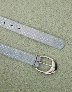 Monki Denim Belt With Rhinestones In Midwash Blue For Women -Monki Shop 207422075 3