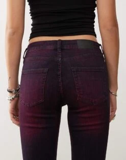 Monki Katsumi Low Waist Boot Cut Flare Jeans In Purple Overdye For Women -Monki Shop 207422397 4