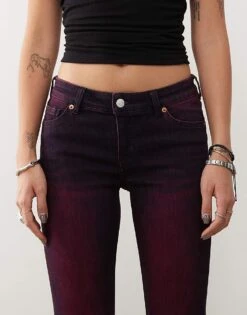 Monki Katsumi Low Waist Boot Cut Flare Jeans In Purple Overdye For Women -Monki Shop 207422397 5
