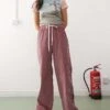 Monki Cord Wide Leg Track Pants With Side Stripe In Burgundy For Women -Monki Shop 207477084 1 burgundy