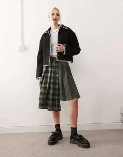 Monki Short Jacket In Black With Contrast Stitching For Women