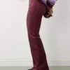 Monki Cord Flare Leg Trouser With Front Pintuck Seam In Burgundy For Women -Monki Shop 207477166 1 burgundy