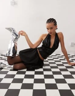 Monki Puffball Mini Skirt In Black For Women -Monki Shop 207477169 3