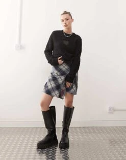 Monki Fluffy Sweater With Cut Out Heart In Black For Women -Monki Shop 207477177 4