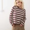 Monki Long Sleeve Top In Burgandy Stripe For Women -Monki Shop 207477188 1 burgandy