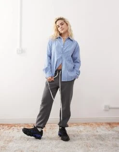 Monki Cuffed Joggers In Washed Black For Women