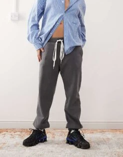 Monki Cuffed Joggers In Washed Black For Women -Monki Shop 207477264 3