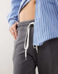 Monki Cuffed Joggers In Washed Black For Women -Monki Shop 207477264 4