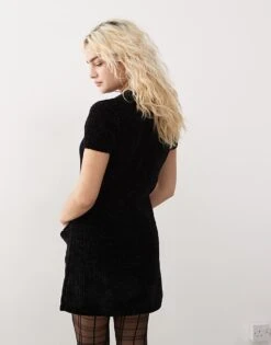 Monki Short Sleeve Super Soft Mini Knitted Dress In Black For Women -Monki Shop 207477685 4