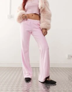 Monki Terry Flared Jogger In Pink For Women -Monki Shop 207482376 4