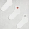 Monki 3 Pack Ankle Socks With Embroidered Motifs And Frill Edge In White For Women -Monki Shop 207482401 1 white