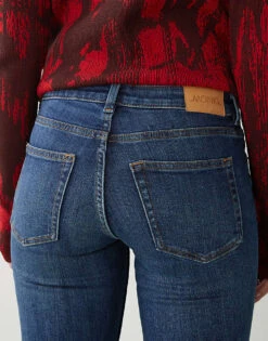 Monki Katsumi Low Waist Boot Cut Flare Jeans In Dark Ocean Blue Wash For Women Dark Wash Blue -Monki Shop 207542266 4