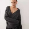 Monki Slouchy V Neck Oversized Jumper In Grey For Women -Monki Shop 207581907 1 grey
