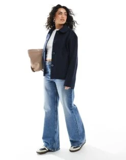 Monki Borg Coat In Navy For Women -Monki Shop 207599526 3