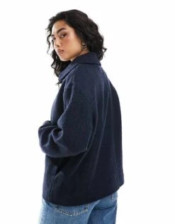 Monki Borg Coat In Navy For Women -Monki Shop 207599526 4