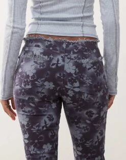 Monki Low Rise Stretch Bootcut Jeans In Blue Floral For Women -Monki Shop 207599528 4