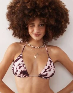 Monki Mix And Match Tie Side Bikini In Pink Cow Print - MULTI -Monki Shop 207599584 1 pinkcow 1