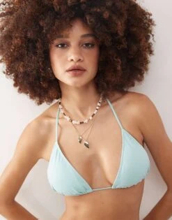 Monki Mix And Match Tie Side Bikini In Turquoise Blue - LBLUE -Monki Shop 207599626 1 turquoiseblue 1