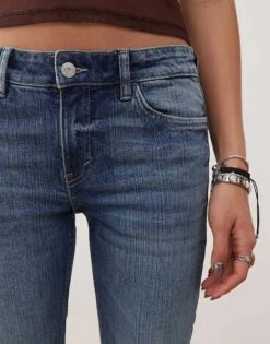 Monki Cheri Low Waist Wide Flare Jeans With Pockets In Mid Blue Wash For Women -Monki Shop 207599669 5