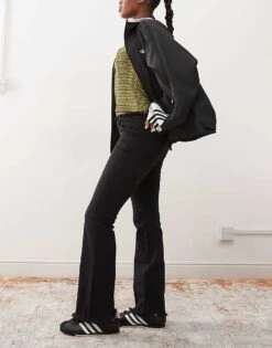 Monki Low Rise Stretch Bootcut Jeans In Washed Black For Women -Monki Shop 207599701 3