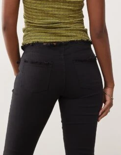 Monki Low Rise Stretch Bootcut Jeans In Washed Black For Women -Monki Shop 207599701 4