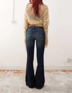 Monki Katsumi Low Waist Boot Cut Flare Jeans In Raven Blue For Women -Monki Shop 207599703 3