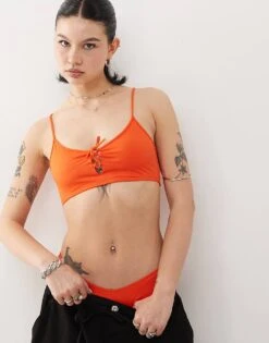 Monki Triangle Bikini In Peach -Monki Shop 207599742 1 peach 1