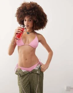 Monki Mix And Match Tie Side Bikini In Light Dusty Pink - LPINK -Monki Shop 207599760 1 lightdustypink 1