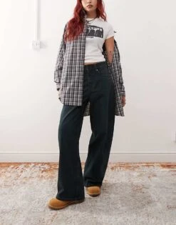 Monki Peggy Loose Baggy Fit Low Rise Jeans In Smokey Blue For Women -Monki Shop 207599786 1 smokeyblue 1