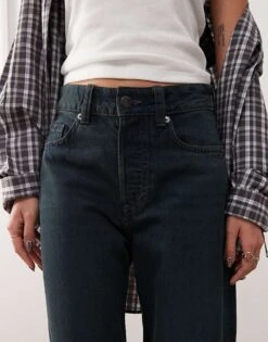 Monki Peggy Loose Baggy Fit Low Rise Jeans In Smokey Blue For Women -Monki Shop 207599786 5