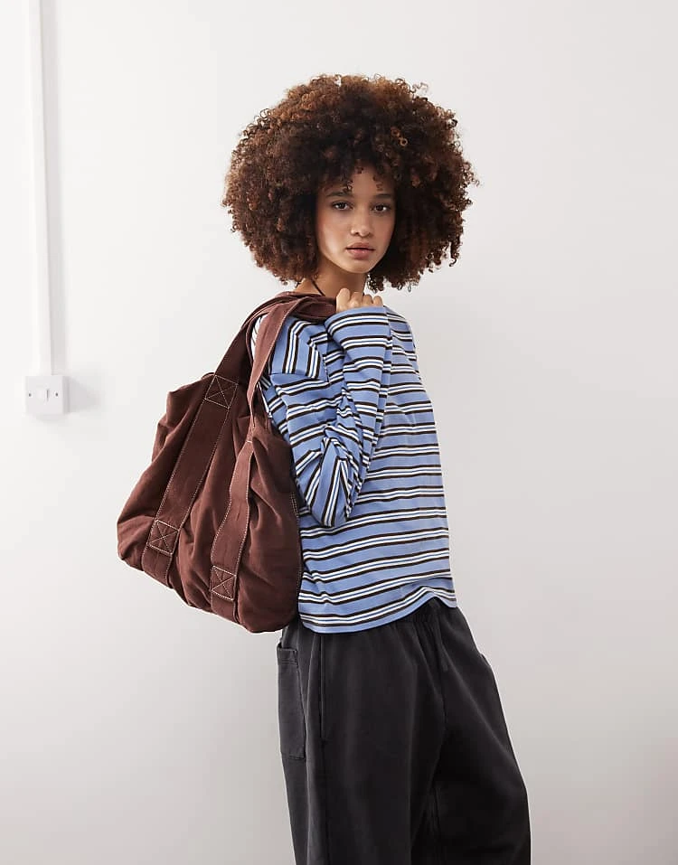 Monki Long Sleeved Top In Blue Stripe For Women 3 Monki Long Sleeved Top In Blue Stripe For Women