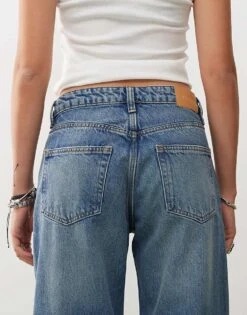 Monki Missy Low Rise Loose Baggy Clean Fit Jeans In Mid Blue Wash For Women -Monki Shop 207599888 4