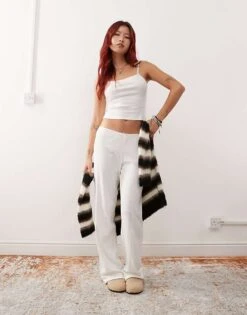 Monki Mix And Match Pointelle Lace Mini Pyjama With Small Bows In Off White -Monki Shop 207599889 1 offwhite