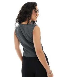 Monki Waistcoat In Dark Grey For Women -Monki Shop 207599974 3