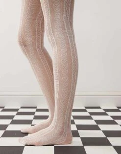 Monki Pointelle Tights In White For Women White Pointelle -Monki Shop 207694875 3