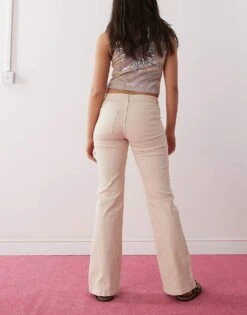 Monki Straight Leg Trousers With Front Pocket Detail In Beige For Women -Monki Shop 207697069 4