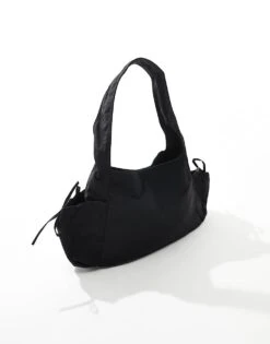 Monki Slouchy Tote Bag With Tie Pockets In Black For Women -Monki Shop 207697070 3