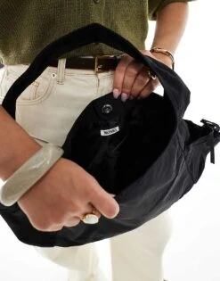 Monki Slouchy Tote Bag With Tie Pockets In Black For Women -Monki Shop 207697070 4