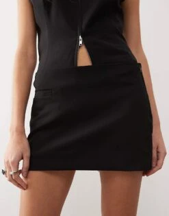 Monki Low Waist Mini Skirt With Concealed Pocket In Black For Women -Monki Shop 207697104 1 black 1