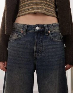 Monki Peggy Low Waist Baggy Jeans In Vintage Blue Wash For Women -Monki Shop 207697162 5