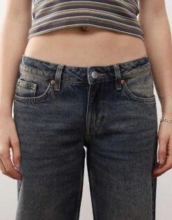 Monki Imoo Low Waist Wide Leg Jeans In Vintage Blue Wash For Women -Monki Shop 207697215 5