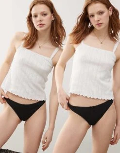 Monki 2 Pack Soft Pointelle Thongs With Small Bows In Black For Women -Monki Shop 207919591 1 black 1