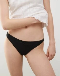 Monki 2 Pack Soft Pointelle Thongs With Small Bows In Black For Women -Monki Shop 207919591 4