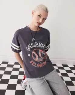 Monki Oversized Varsity T-shirt In Black For Women -Monki Shop 207919603 1 black 1