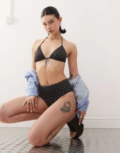 Monki Mix And Match High Waist Bikini Bottom In Black And White Polka Dot For Women Black Polka Dot -Monki Shop 207919628 1 blackpolkadot 1