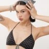 Monki Mix And Match Triangle Tie Up Bikini Top In Black And White Polka Dot For Women Black Polka Dot -Monki Shop 207919702 1 blackpolkadot