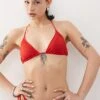 Monki Mix And Match Tie Side Bikini In Dark Red